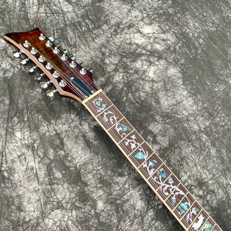 12-String Semi-Hollow Body Electric Guitar with Flamed Maple Top (YMZ-230)