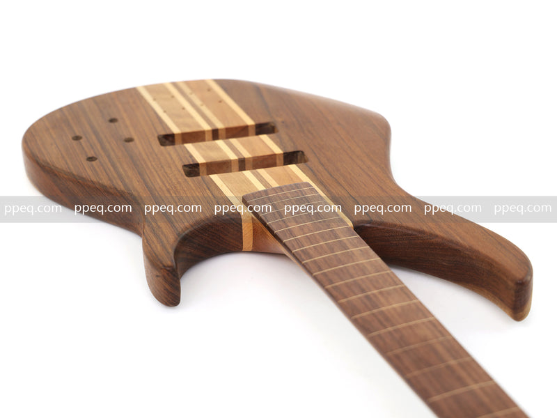 4-String Fretless Neck-Through Body All Walnut Active Electric Bass Guitar (NTB-646, Limited Edition)