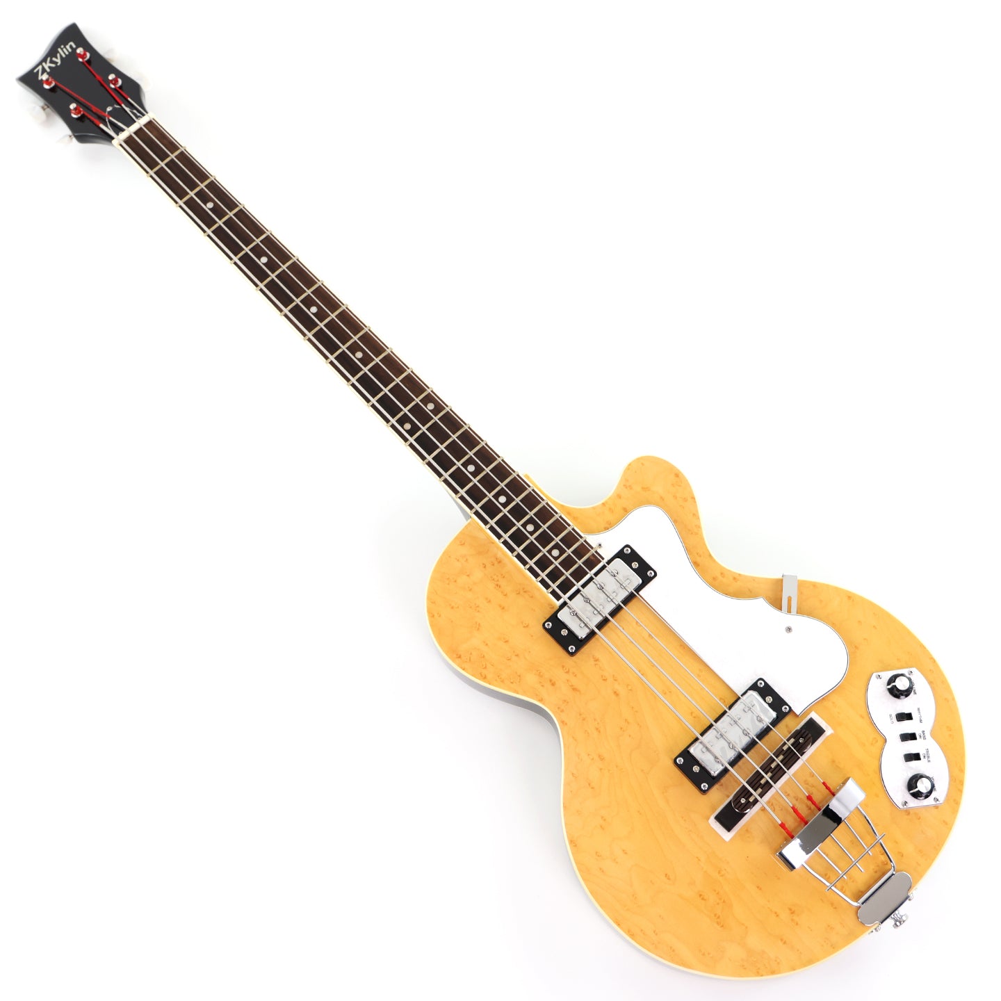 4-String Semi-Hollow Body Electric Bass Guitar with Birdseye Maple Veneer Top (HY-2506)