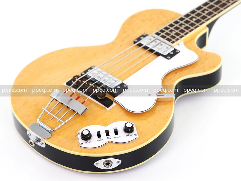 4-String Semi-Hollow Body Electric Bass Guitar with Birdseye Maple Veneer Top (HY-2506)