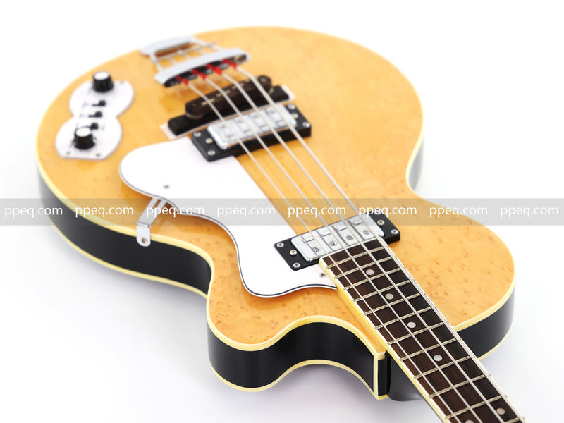 4-String Semi-Hollow Body Electric Bass Guitar with Birdseye Maple Veneer Top (HY-2506)