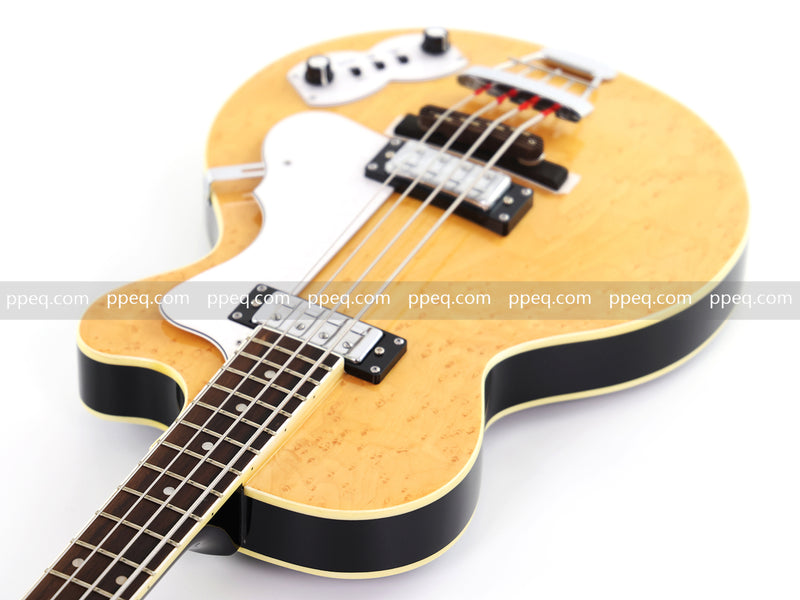 4-String Semi-Hollow Body Electric Bass Guitar with Birdseye Maple Veneer Top (HY-2506)