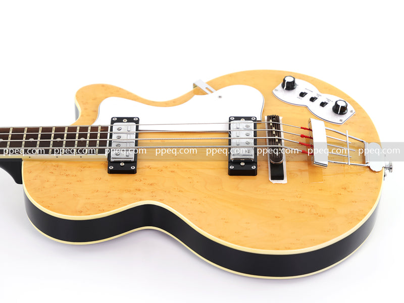 4-String Semi-Hollow Body Electric Bass Guitar with Birdseye Maple Veneer Top (HY-2506)