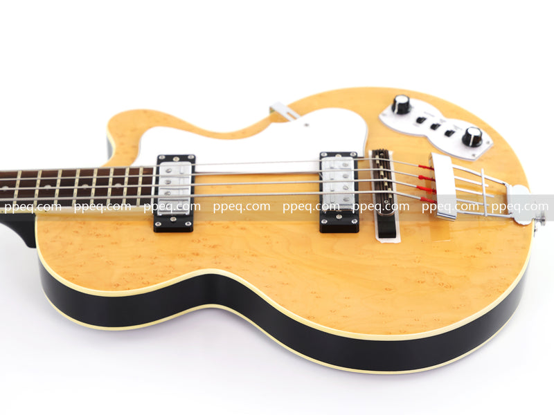 4-String Semi-Hollow Body Electric Bass Guitar with Birdseye Maple Veneer Top (HY-2506)