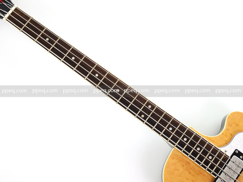 4-String Semi-Hollow Body Electric Bass Guitar with Birdseye Maple Veneer Top (HY-2506)