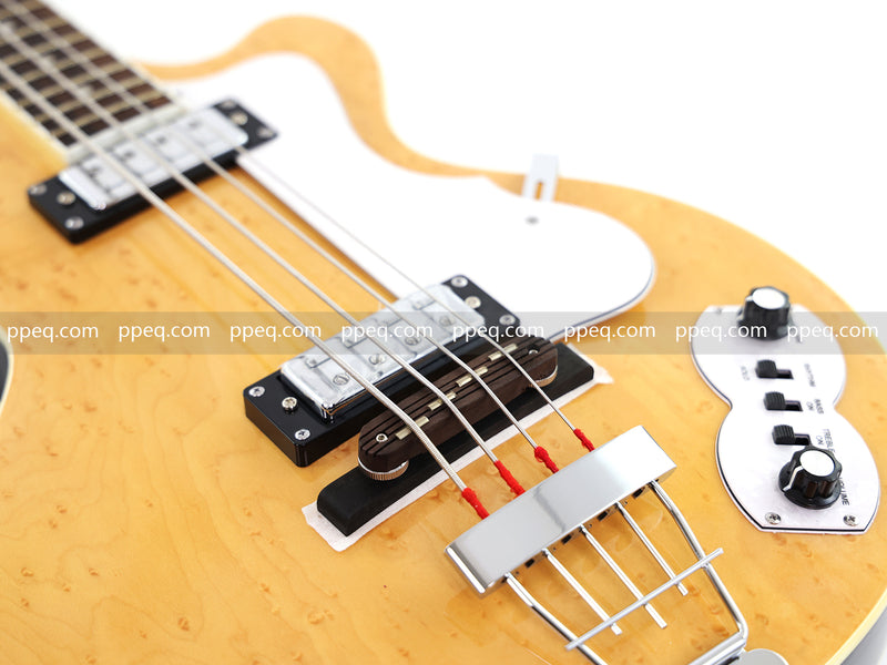 4-String Semi-Hollow Body Electric Bass Guitar with Birdseye Maple Veneer Top (HY-2506)