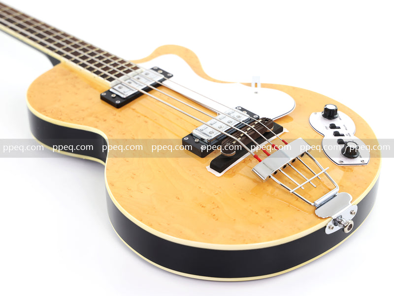 4-String Semi-Hollow Body Electric Bass Guitar with Birdseye Maple Veneer Top (HY-2506)