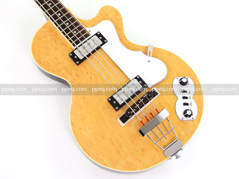 4-String Semi-Hollow Body Electric Bass Guitar with Birdseye Maple Veneer Top (HY-2506)