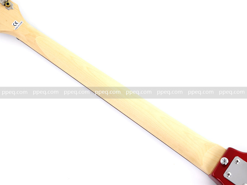 4-String Shorty Violin-Shaped Electric Bass Guitar with Gloss Red Metallic Finish (HY-2531)