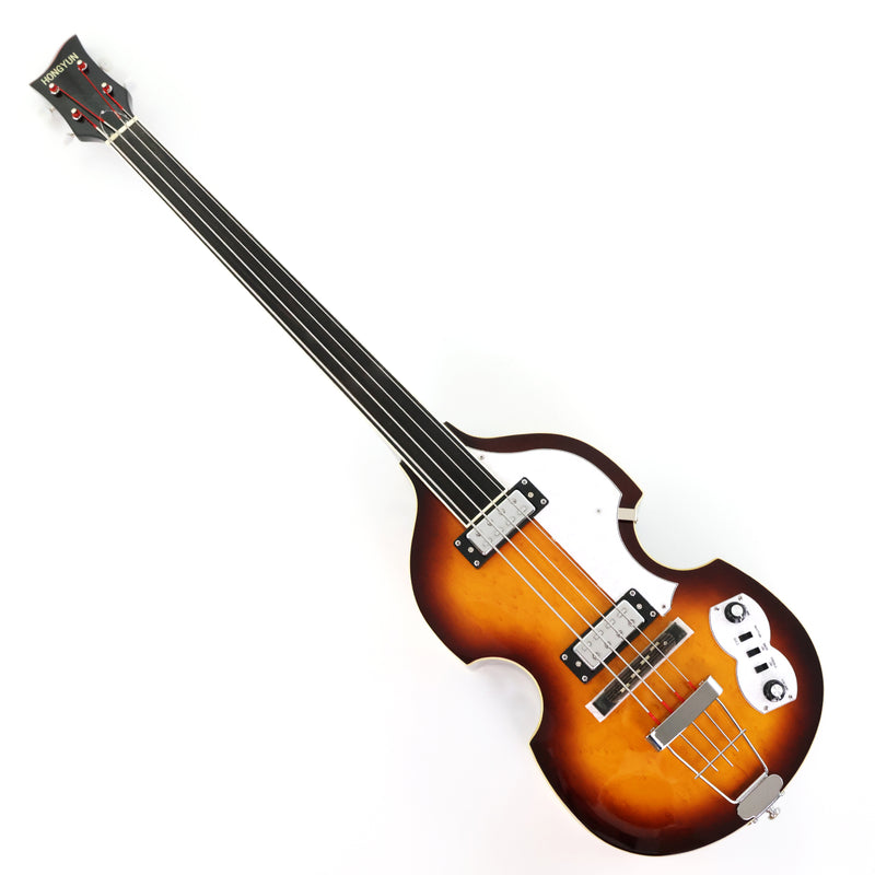 4-String Thick Semi-Hollow Violin Style Fretless Electric Bass Guitar (PHY-137)