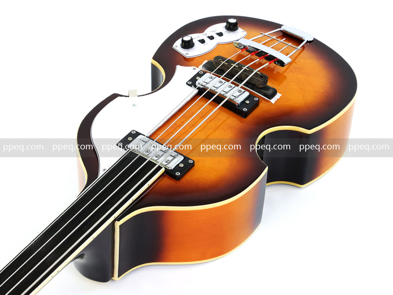 4-String Thick Semi-Hollow Violin Style Fretless Electric Bass Guitar (PHY-137)