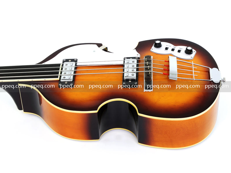4-String Thick Semi-Hollow Violin Style Fretless Electric Bass Guitar (PHY-137)