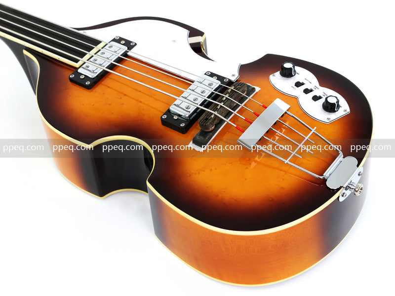 4-String Thick Semi-Hollow Violin Style Fretless Electric Bass Guitar (PHY-137)