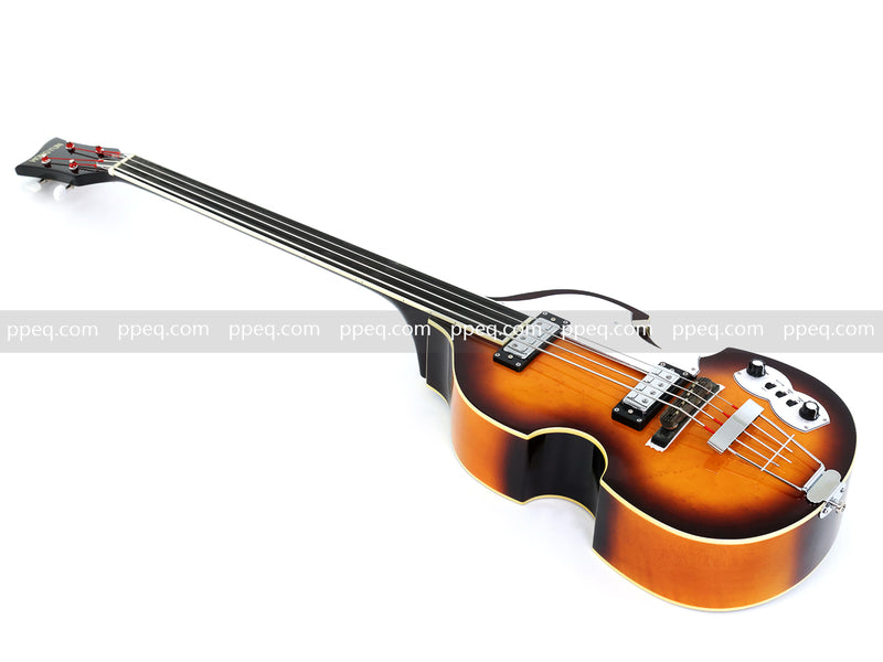 4-String Thick Semi-Hollow Violin Style Fretless Electric Bass Guitar (PHY-137)