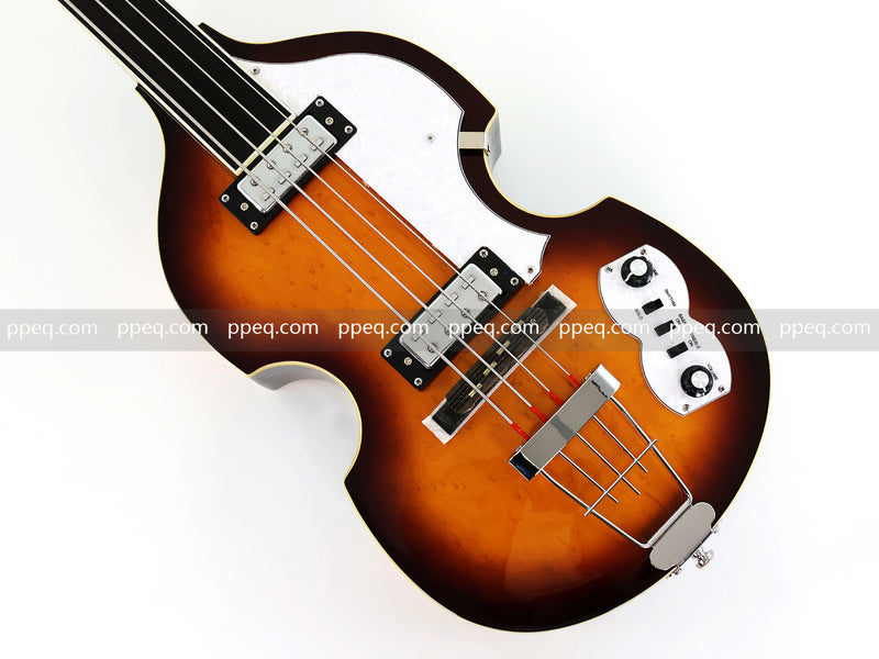 4-String Thick Semi-Hollow Violin Style Fretless Electric Bass Guitar (PHY-137)