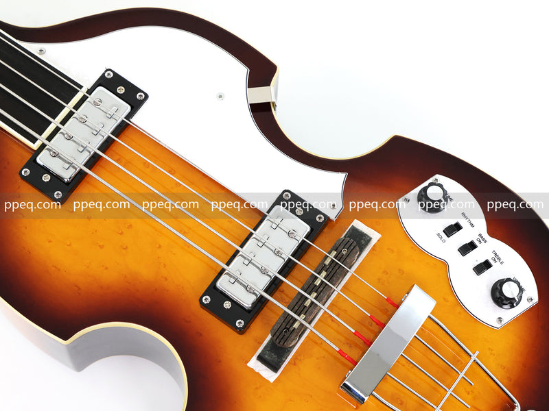 4-String Thick Semi-Hollow Violin Style Fretless Electric Bass Guitar (PHY-137)