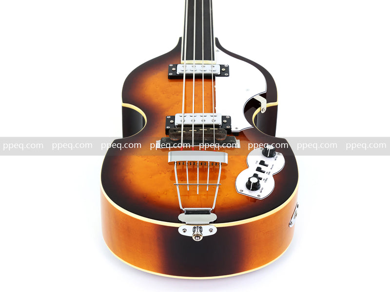 4-String Thick Semi-Hollow Violin Style Fretless Electric Bass Guitar (PHY-137)