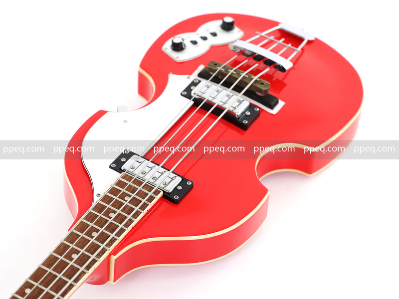 4-String Violin-Shaped Electric Bass Guitar with Gloss Cherry Red Finish (HY-2516)