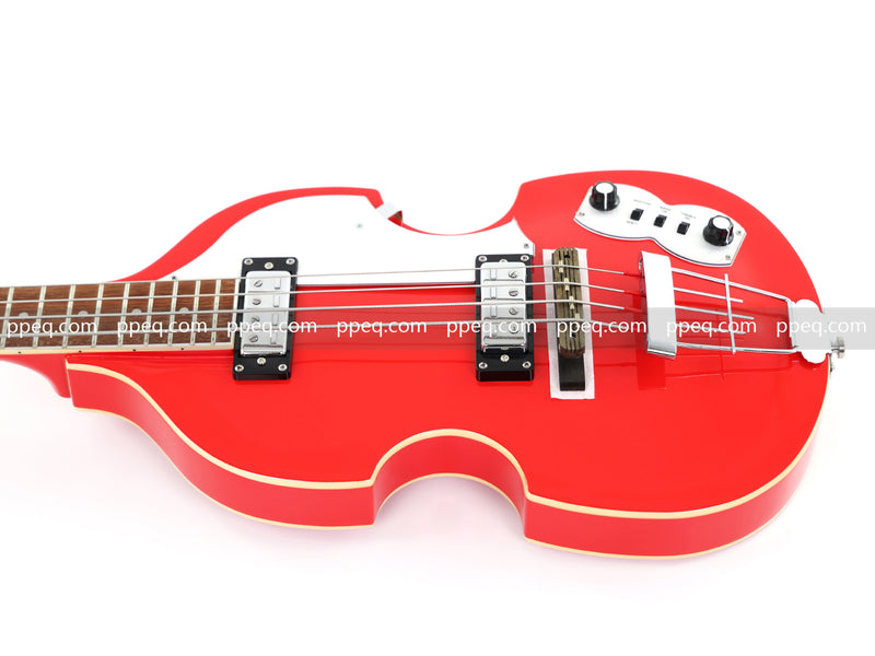 4-String Violin-Shaped Electric Bass Guitar with Gloss Cherry Red Finish (HY-2516)