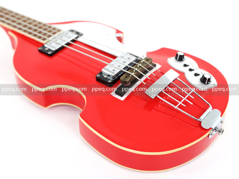4-String Violin-Shaped Electric Bass Guitar with Gloss Cherry Red Finish (HY-2516)
