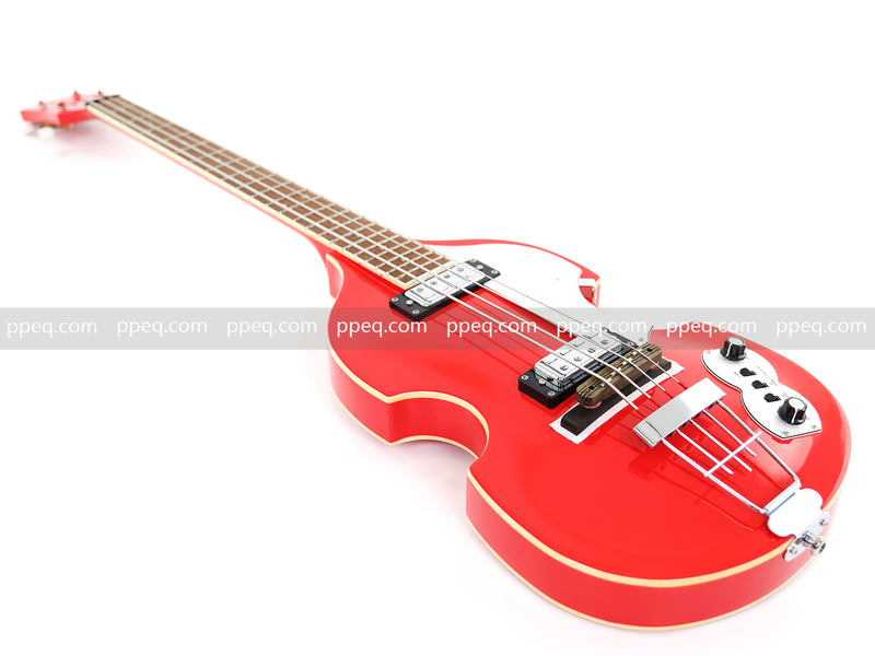 4-String Violin-Shaped Electric Bass Guitar with Gloss Cherry Red Finish (HY-2516)