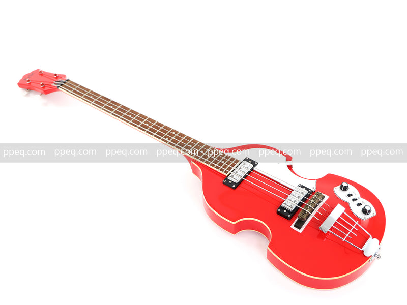 4-String Violin-Shaped Electric Bass Guitar with Gloss Cherry Red Finish (HY-2516)