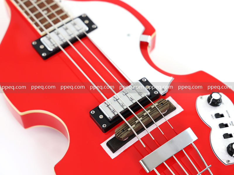 4-String Violin-Shaped Electric Bass Guitar with Gloss Cherry Red Finish (HY-2516)