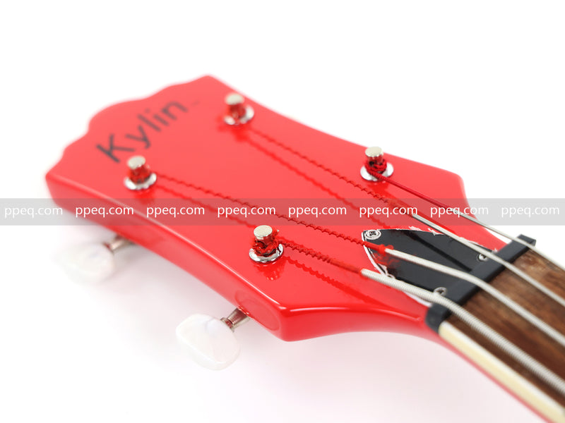 4-String Violin-Shaped Electric Bass Guitar with Gloss Cherry Red Finish (HY-2516)