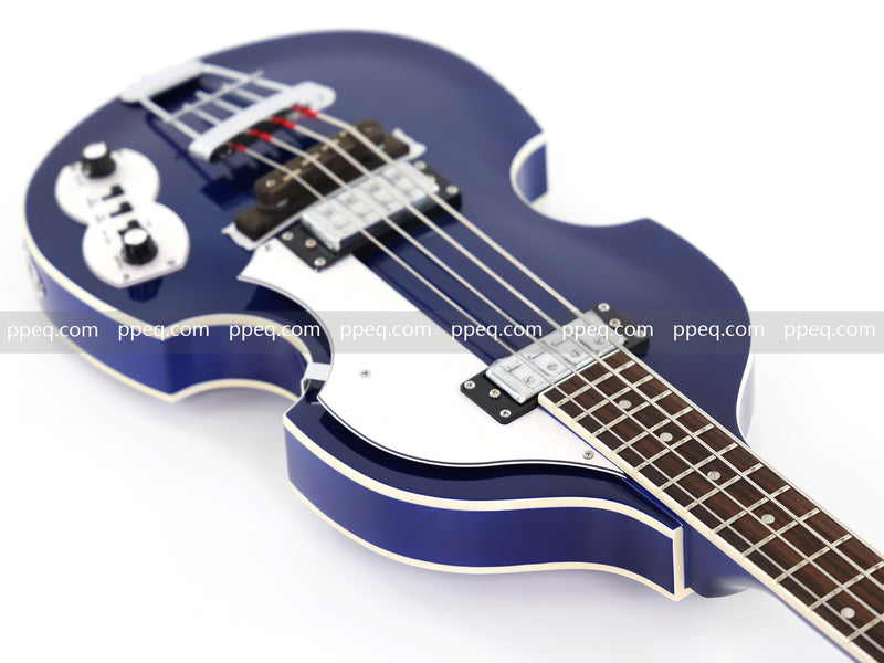 4-String Violin-Shaped Electric Bass Guitar with Gloss Dark Blue Finish (HY-2518)