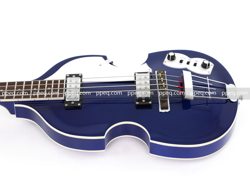 4-String Violin-Shaped Electric Bass Guitar with Gloss Dark Blue Finish (HY-2518)