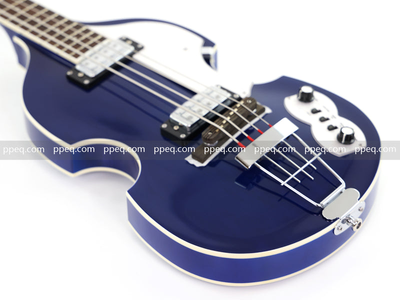 4-String Violin-Shaped Electric Bass Guitar with Gloss Dark Blue Finish (HY-2518)