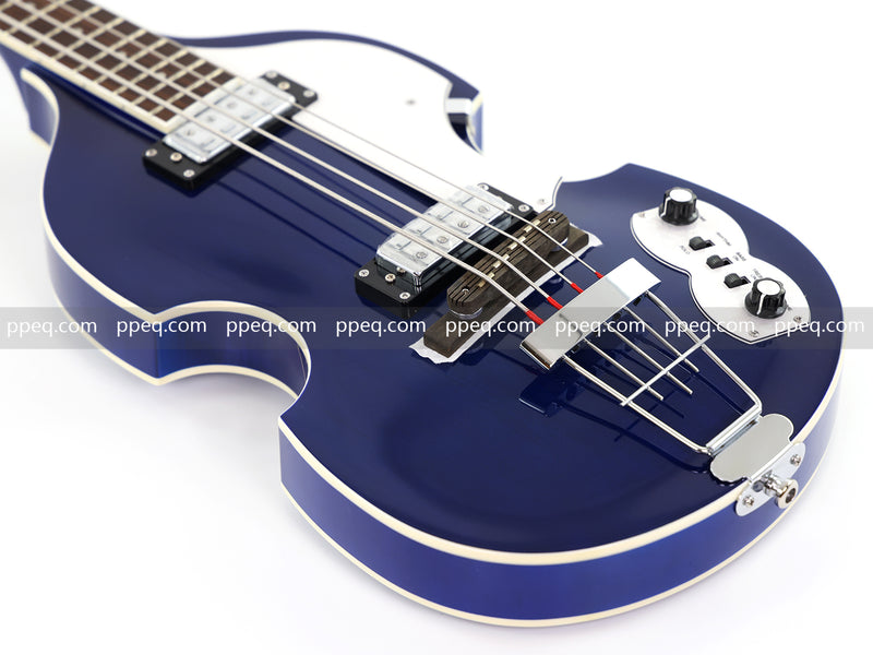 4-String Violin-Shaped Electric Bass Guitar with Gloss Dark Blue Finish (HY-2518)