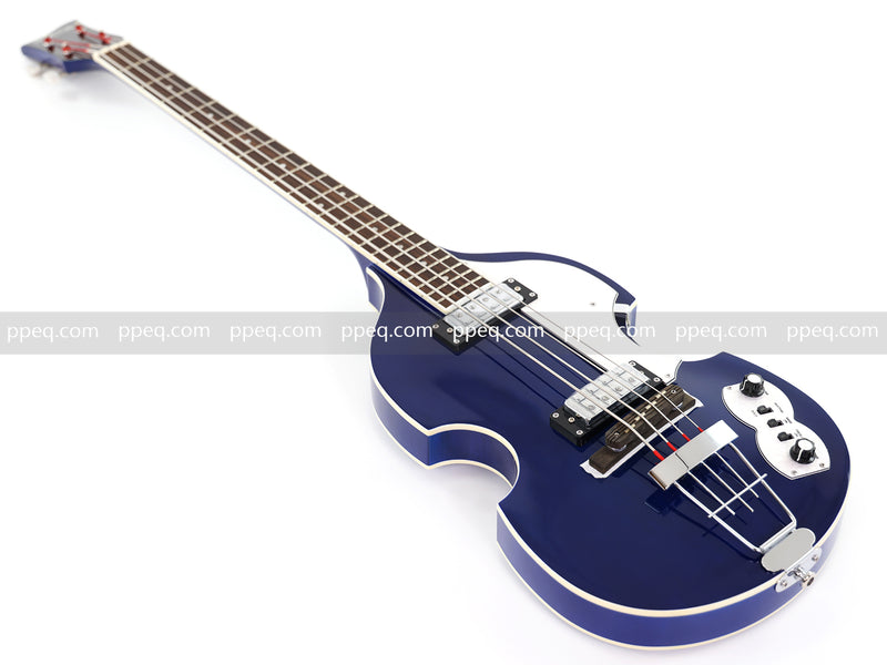 4-String Violin-Shaped Electric Bass Guitar with Gloss Dark Blue Finish (HY-2518)