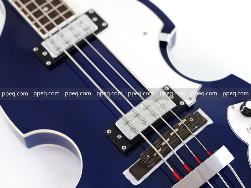 4-String Violin-Shaped Electric Bass Guitar with Gloss Dark Blue Finish (HY-2518)
