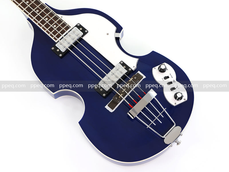 4-String Violin-Shaped Electric Bass Guitar with Gloss Dark Blue Finish (HY-2518)