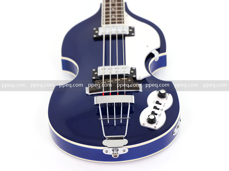 4-String Violin-Shaped Electric Bass Guitar with Gloss Dark Blue Finish (HY-2518)