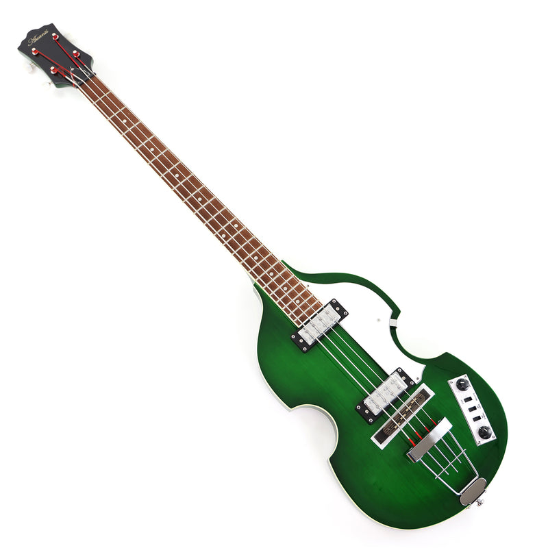 4-String Violin-Shaped Electric Bass Guitar with Gloss Emerald Green Finish (HY-2522)