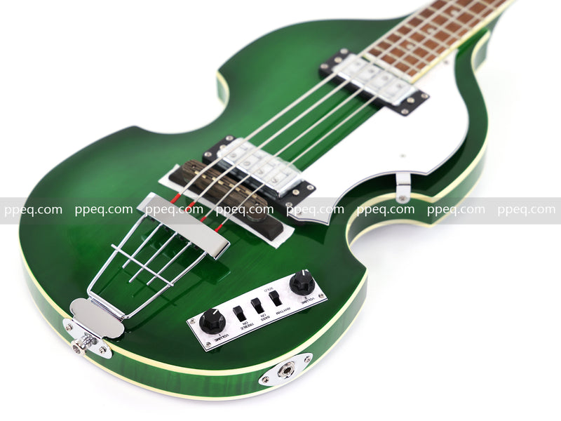 4-String Violin-Shaped Electric Bass Guitar with Gloss Emerald Green Finish (HY-2522)