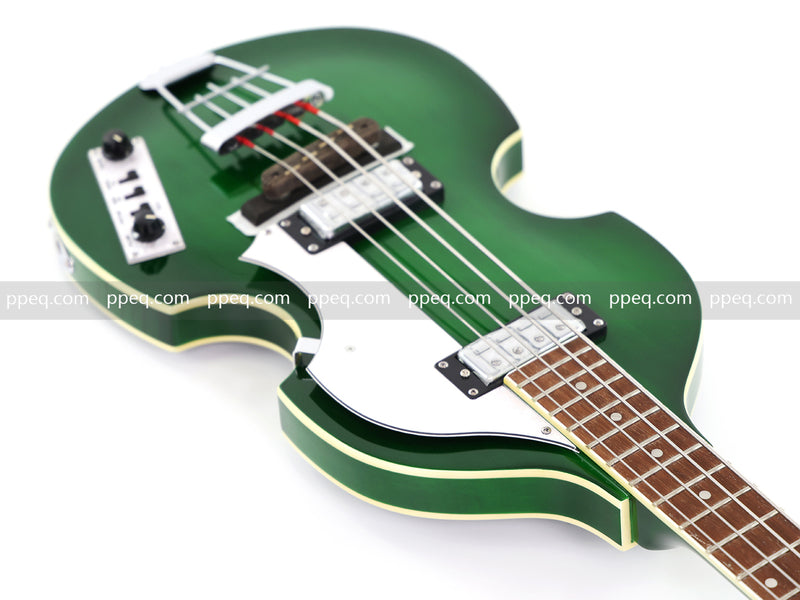 4-String Violin-Shaped Electric Bass Guitar with Gloss Emerald Green Finish (HY-2522)
