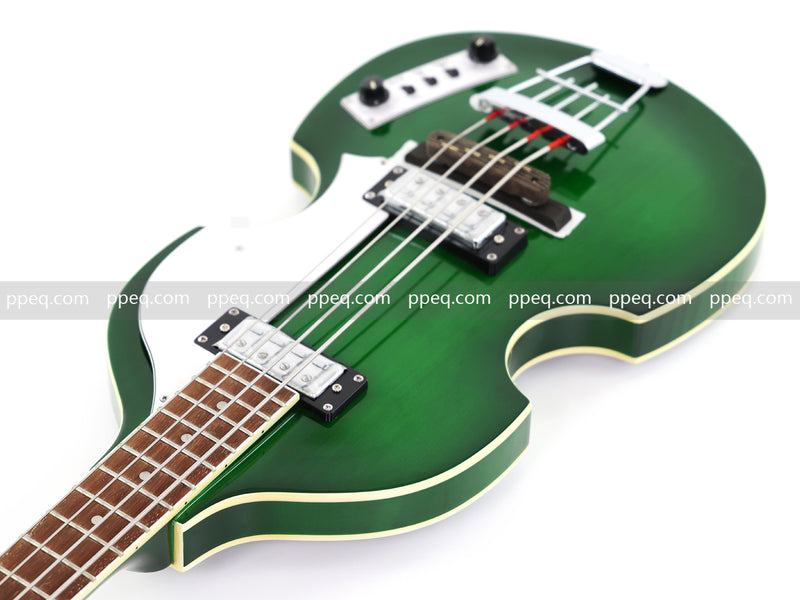 4-String Violin-Shaped Electric Bass Guitar with Gloss Emerald Green Finish (HY-2522)