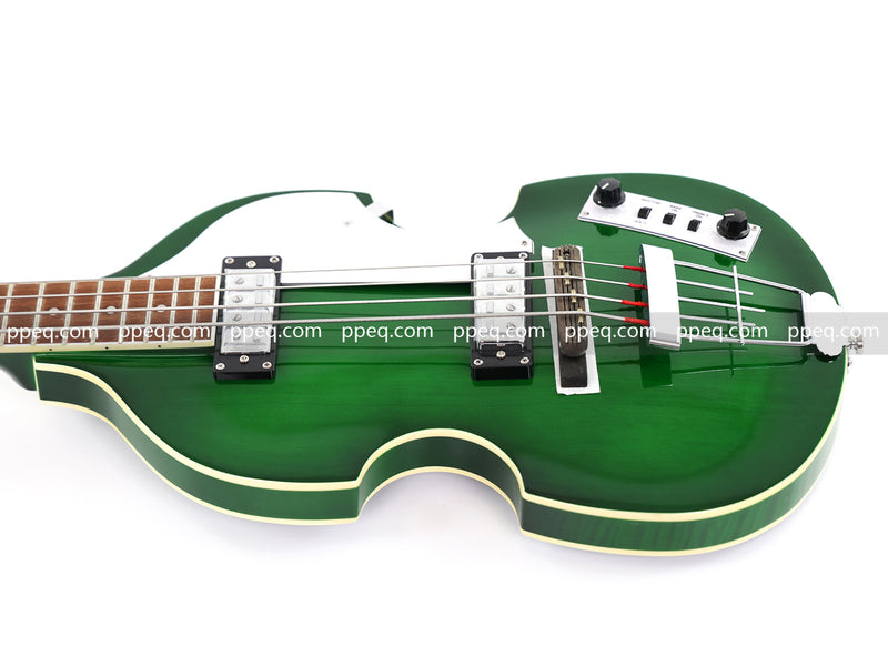 4-String Violin-Shaped Electric Bass Guitar with Gloss Emerald Green Finish (HY-2522)