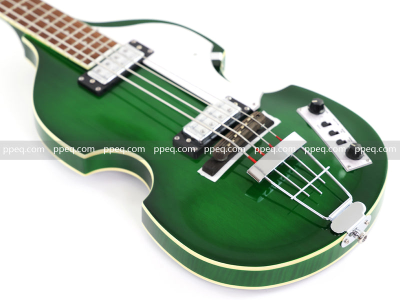 4-String Violin-Shaped Electric Bass Guitar with Gloss Emerald Green Finish (HY-2522)