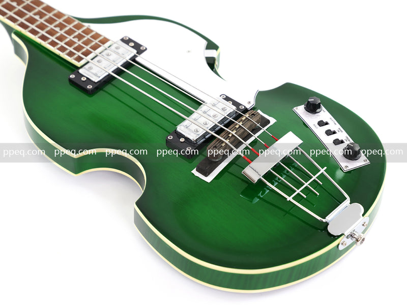 4-String Violin-Shaped Electric Bass Guitar with Gloss Emerald Green Finish (HY-2522)