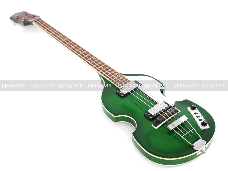 4-String Violin-Shaped Electric Bass Guitar with Gloss Emerald Green Finish (HY-2522)