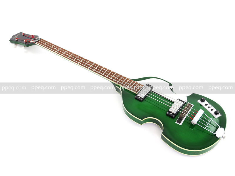 4-String Violin-Shaped Electric Bass Guitar with Gloss Emerald Green Finish (HY-2522)