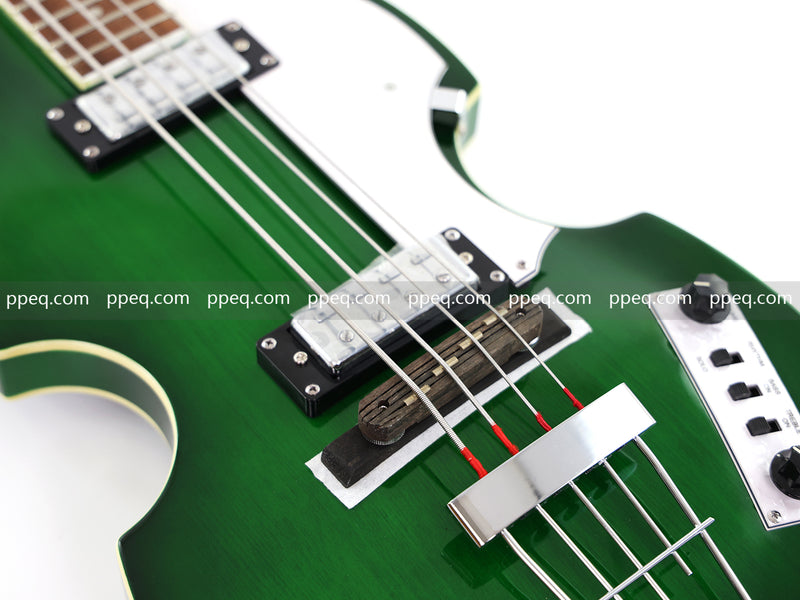 4-String Violin-Shaped Electric Bass Guitar with Gloss Emerald Green Finish (HY-2522)