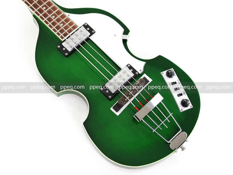 4-String Violin-Shaped Electric Bass Guitar with Gloss Emerald Green Finish (HY-2522)