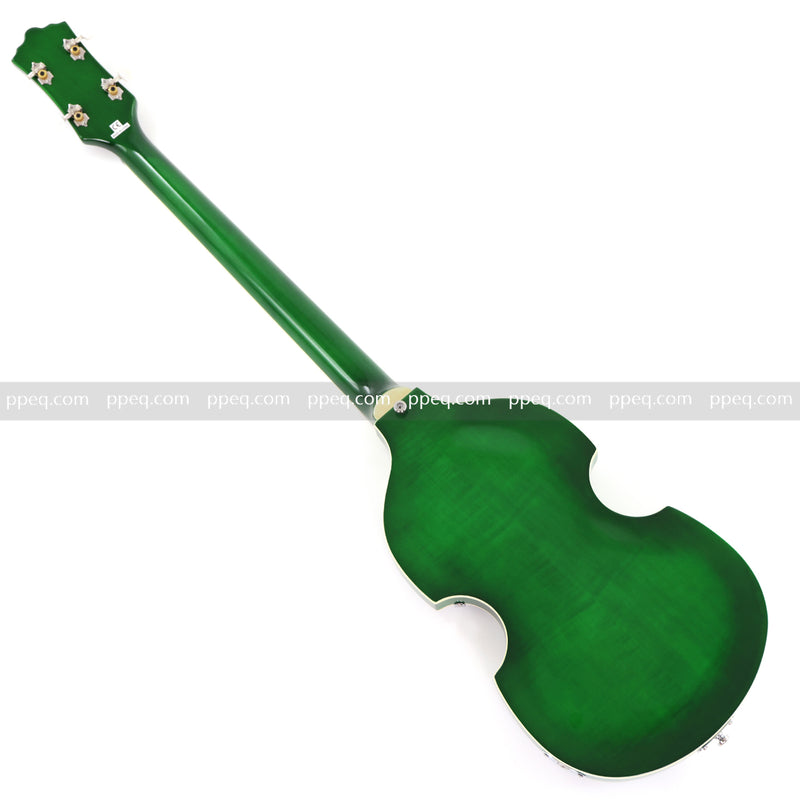 4-String Violin-Shaped Electric Bass Guitar with Gloss Emerald Green Finish (HY-2522)