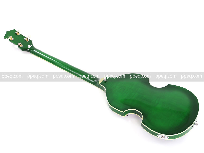 4-String Violin-Shaped Electric Bass Guitar with Gloss Emerald Green Finish (HY-2522)