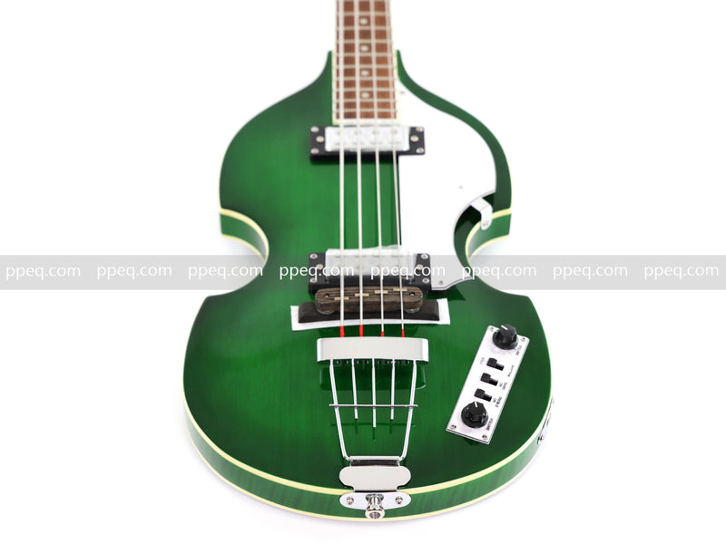 4-String Violin-Shaped Electric Bass Guitar with Gloss Emerald Green Finish (HY-2522)